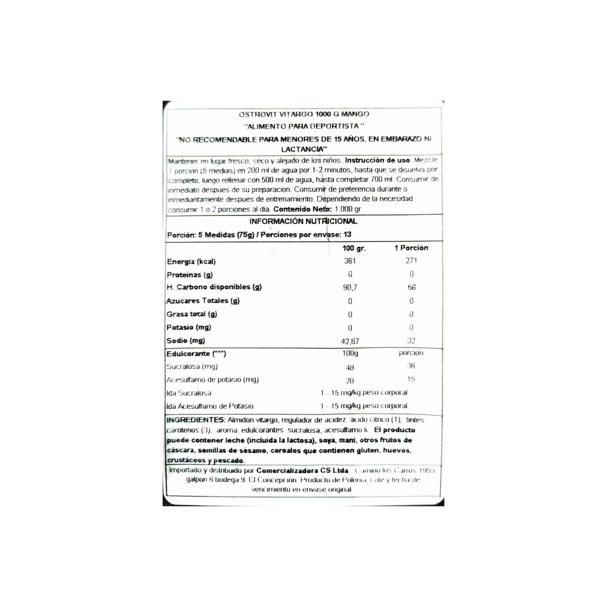 OSTROVIT - VITARGO 1000G MANGO - OSTROVIT