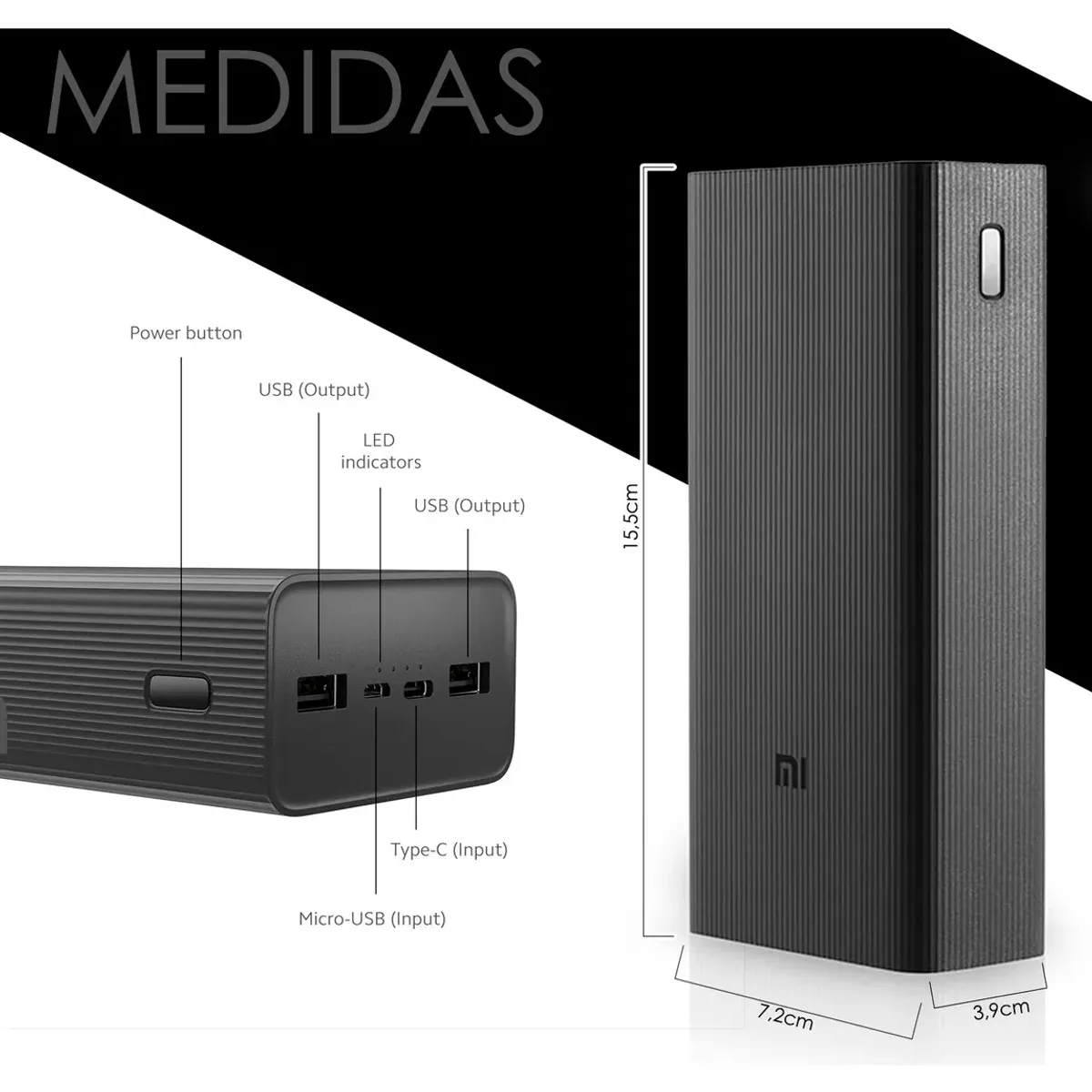 XIAOMI - Xiaomi Redmi Power Bank 30000 mAh 18W Carga Batería Externa Rapida