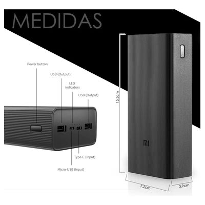 Imagen 2 del producto Redmi Power Bank 30000 mAh 18W Carga Batería Externa Rapida