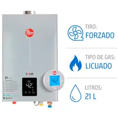 RHEEM - Calefont 21 L Gas Licuado T. Forzado + Control digital