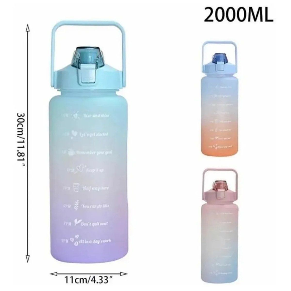 GENERICO - Botella De Agua Motivacional 2000ml Botella 2 Litros