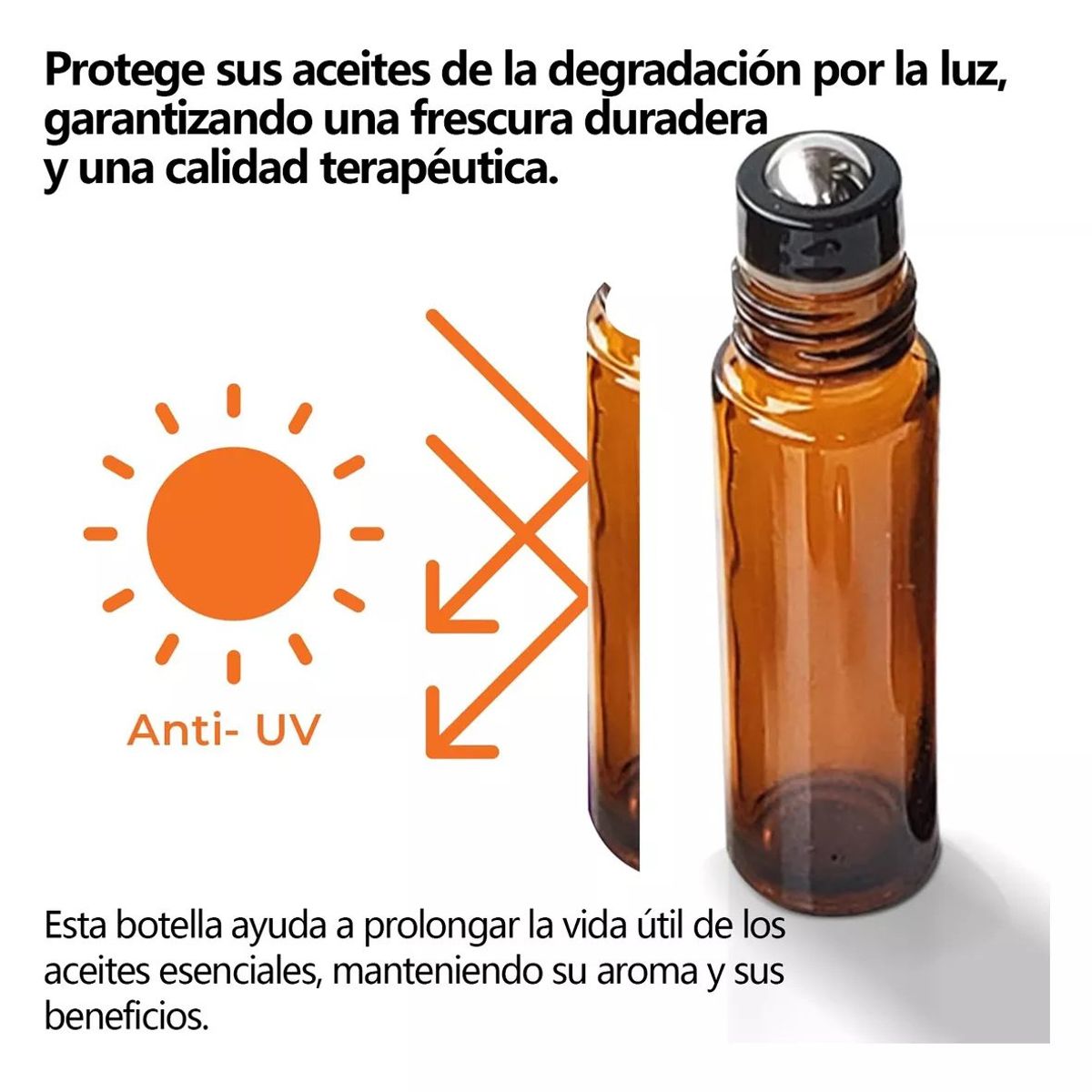 KUANGYE - Frasco Botella Roll On Vidrio 10 Ml Ambar 25 Piezas