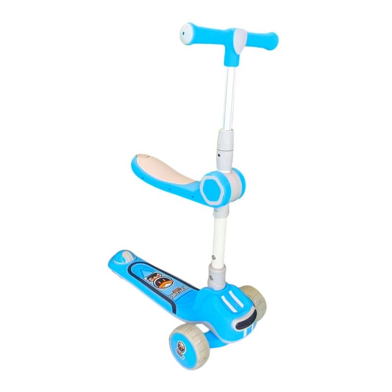 GENERICO - Scooter Plegable infantil 2 en 1 Luces Led Celeste