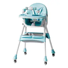 ALPHA - Silla Comer Bebe Doble Altura Safe Baby Entretenida Celeste