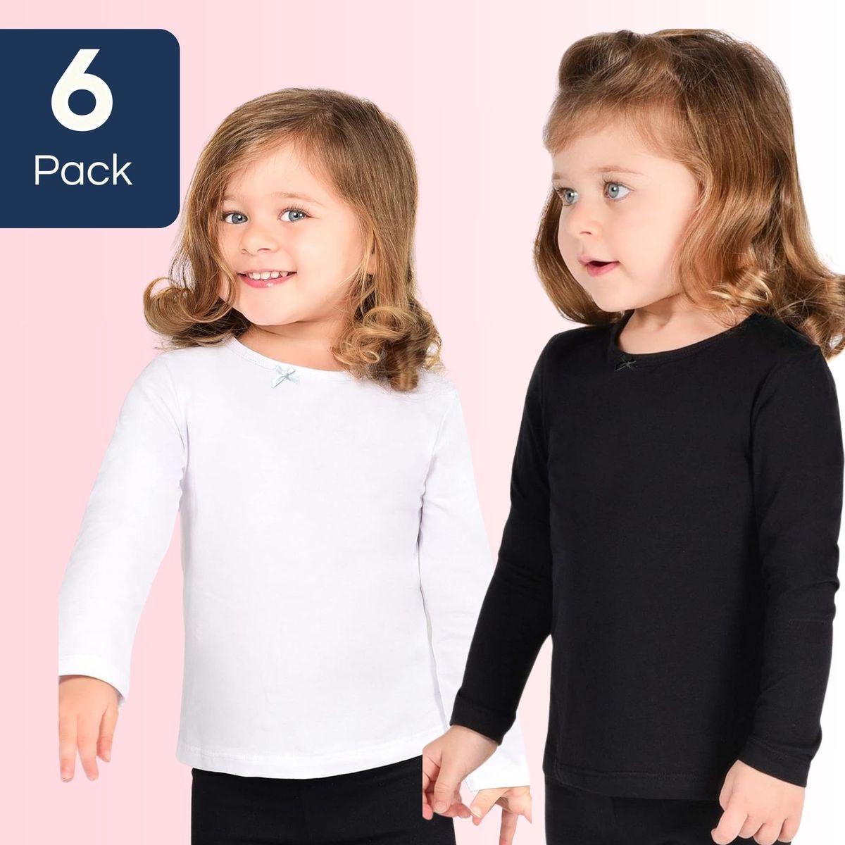 UTILISIMO - Pack 6 Camisetas Algodón Manga Larga Polera Niña Primera Capa