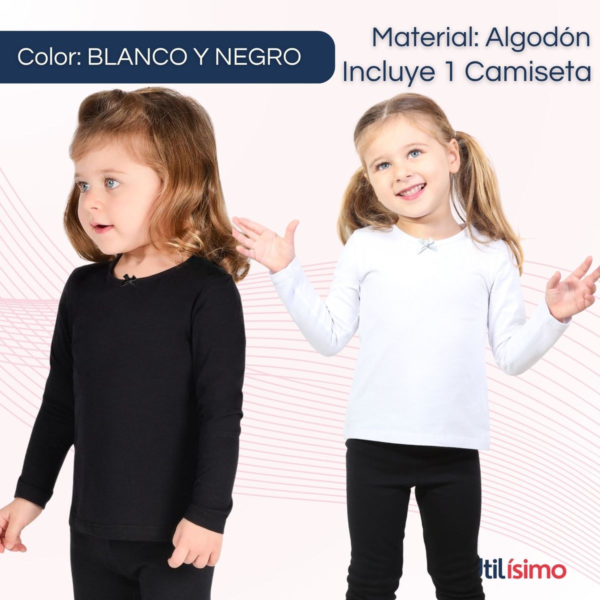 UTILISIMO - Camiseta Algodón Manga Larga Polera Niña Primera Capa