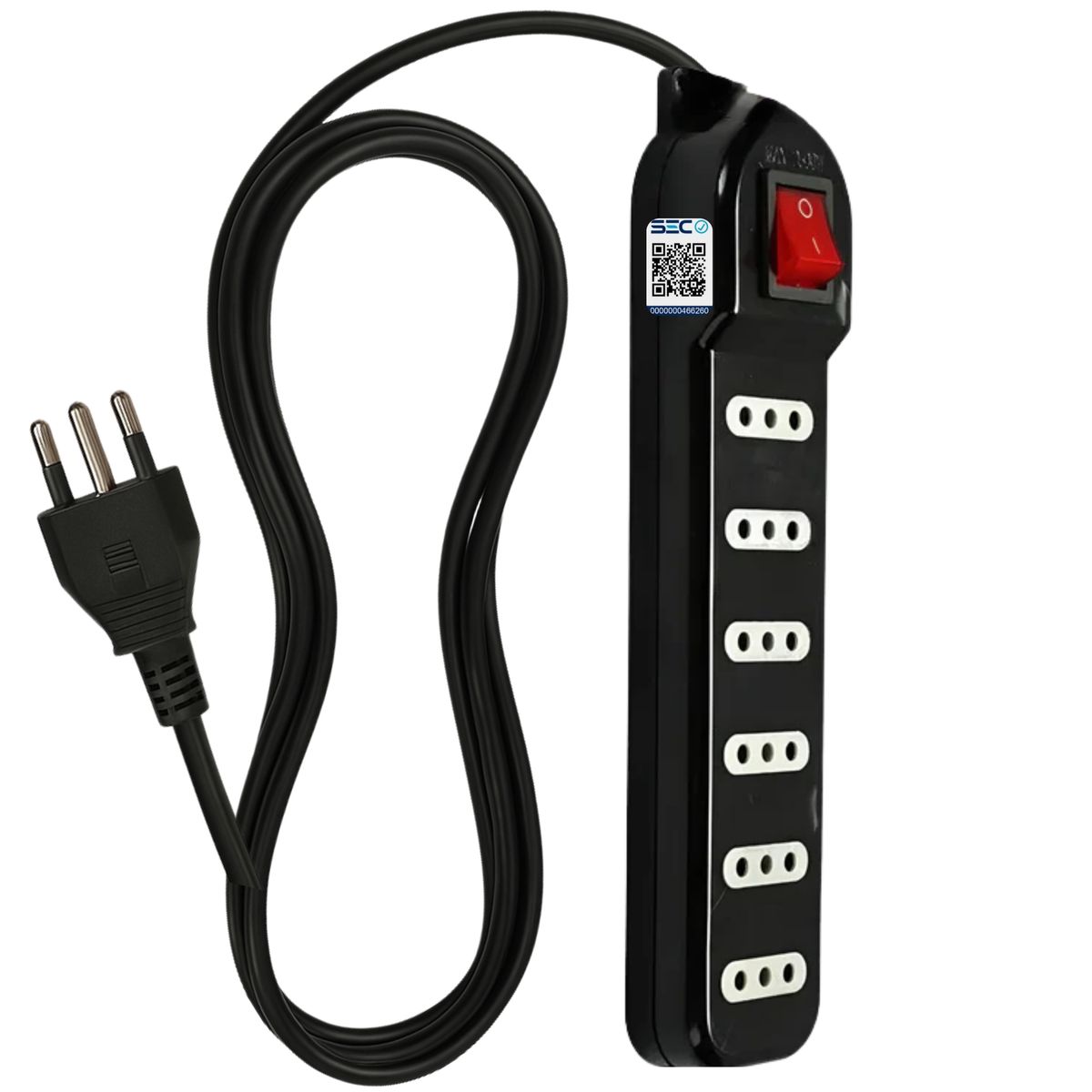 Alargador de 3MT Certificado 6 POS + Switch Corta Corriente, marca MACROTEL - Foto Principal