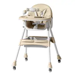 ALPHA - Silla Comer Bebe Doble Altura Safe Baby Entretenida Beige