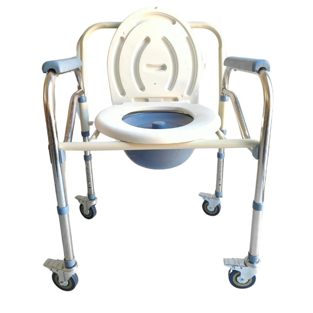 DETODOYMAS - Baño Wc Inodoro Portátil Con Ruedas Silla Plegable - Blanco