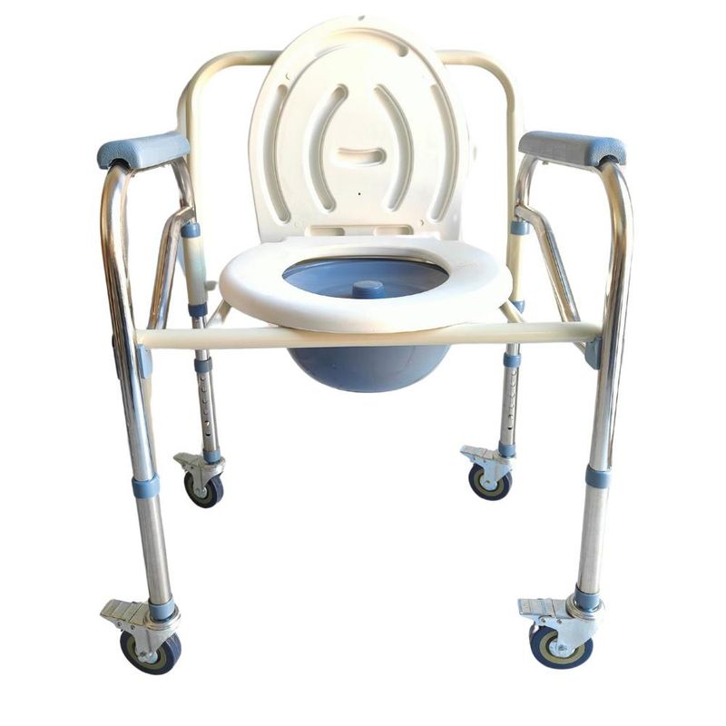 DETODOYMAS - Baño Wc Inodoro Portátil Con Ruedas Silla Plegable - Blanco