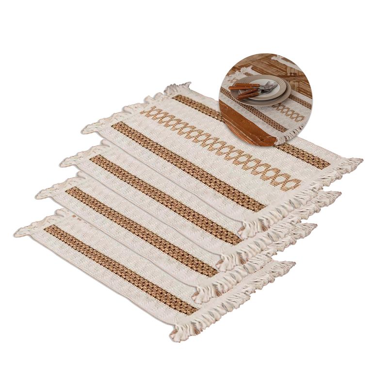 GENERICO - Set 4 Individuales Rectangulares Beige Comedor 50cmx30cm