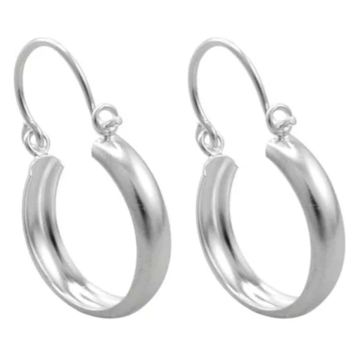 GENERICO - Aros Argolla Bote Liso Mujer Plata 925 20 Mm Regalo Caja