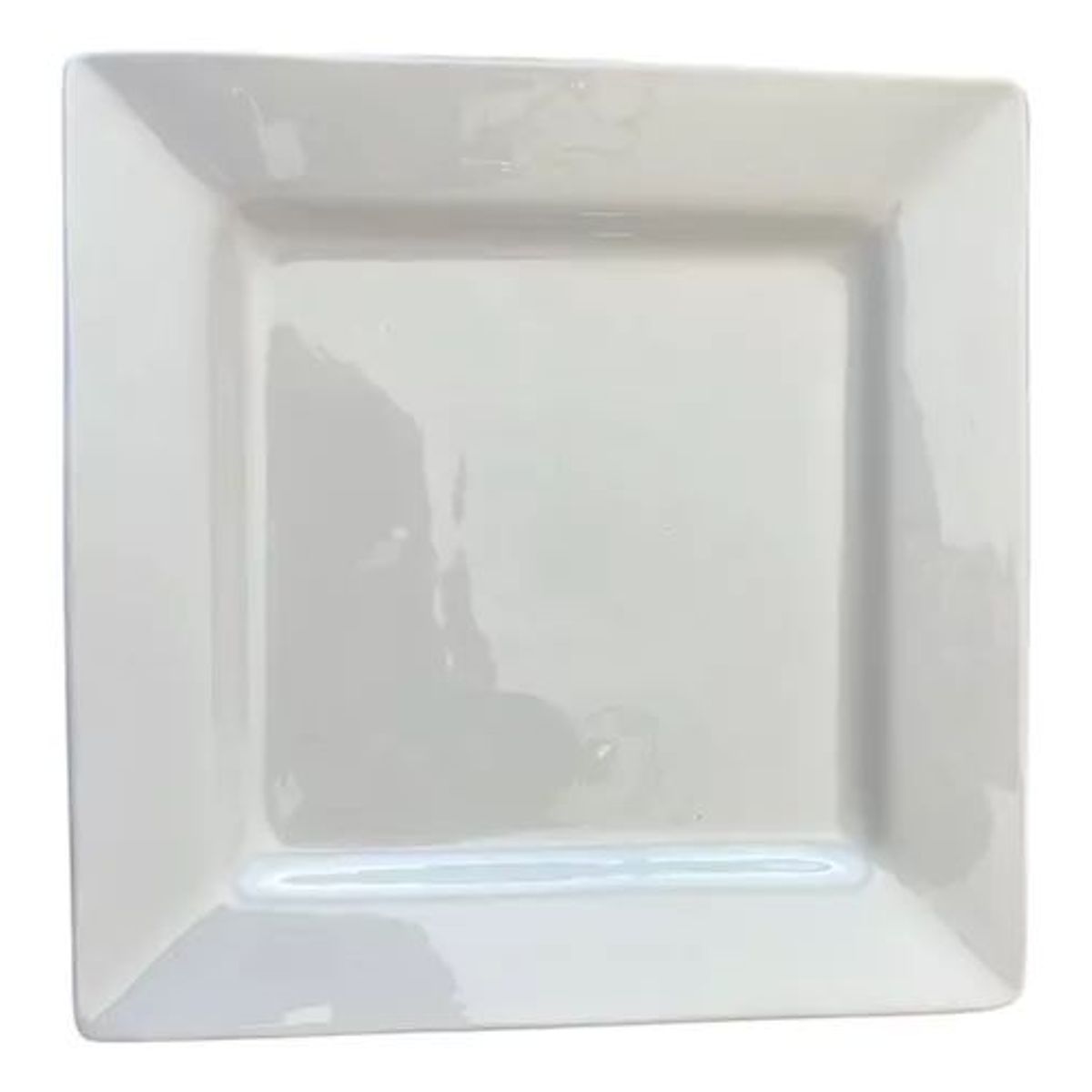 GENERICO - Plato Cuadrado Blanco Cerámica 25cm Set De 4