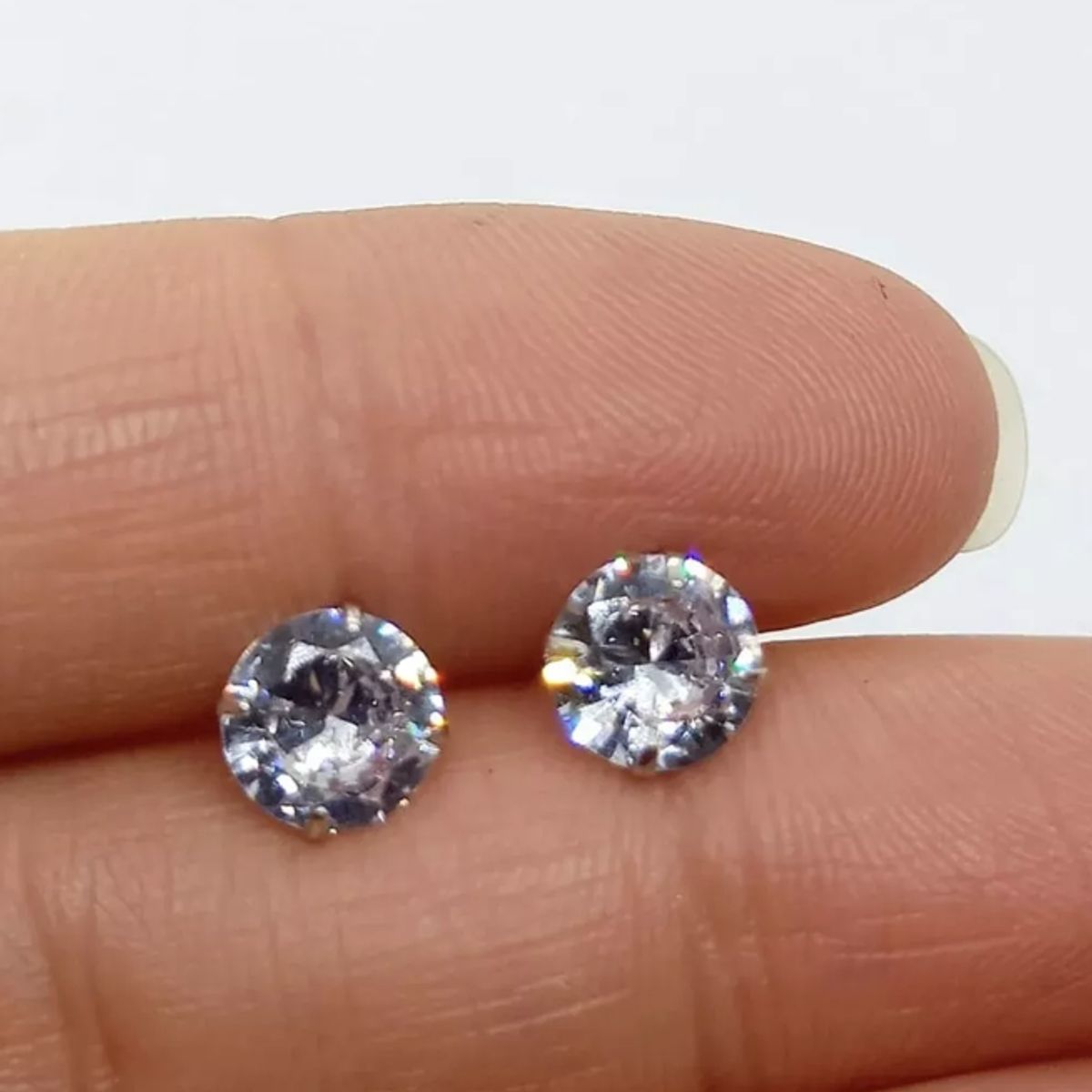 GENERICO - Aros Plata Fina Circón Brillante 8mm Unisex Hombre Mujer