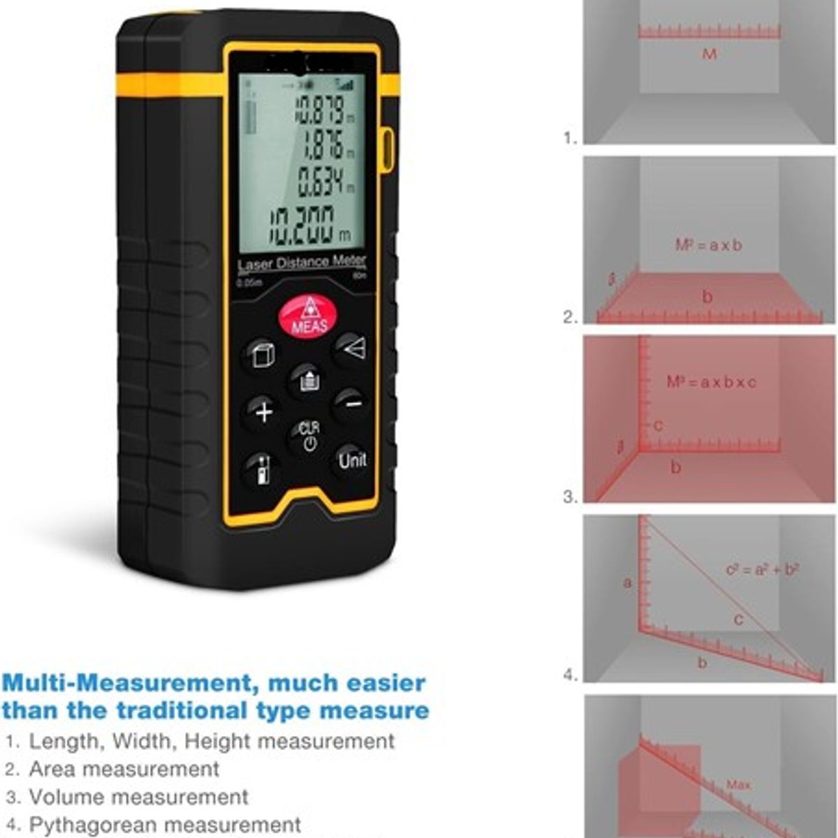 GENERICO - Distanciómetro Laser Área Volumen Distancia 60 Mts