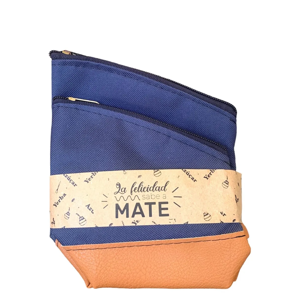 GENERICO - Set De Mate Yerbera Y Azucarera o Porta Mate - Tela Flex Azul