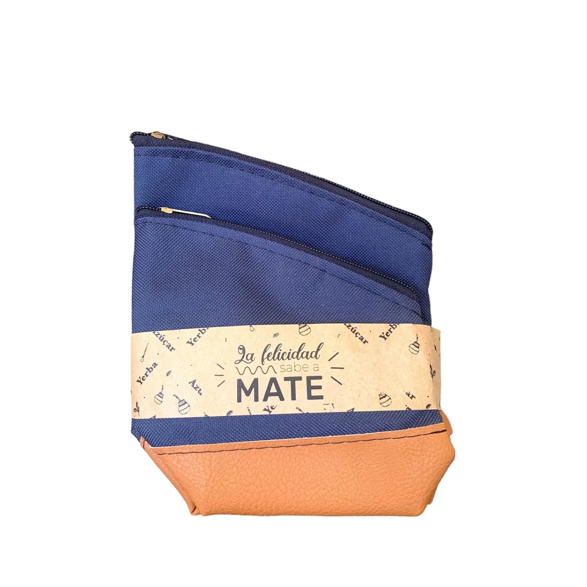 GENERICO - Set De Mate Yerbera Y Azucarera o Porta Mate - Tela Flex Azul