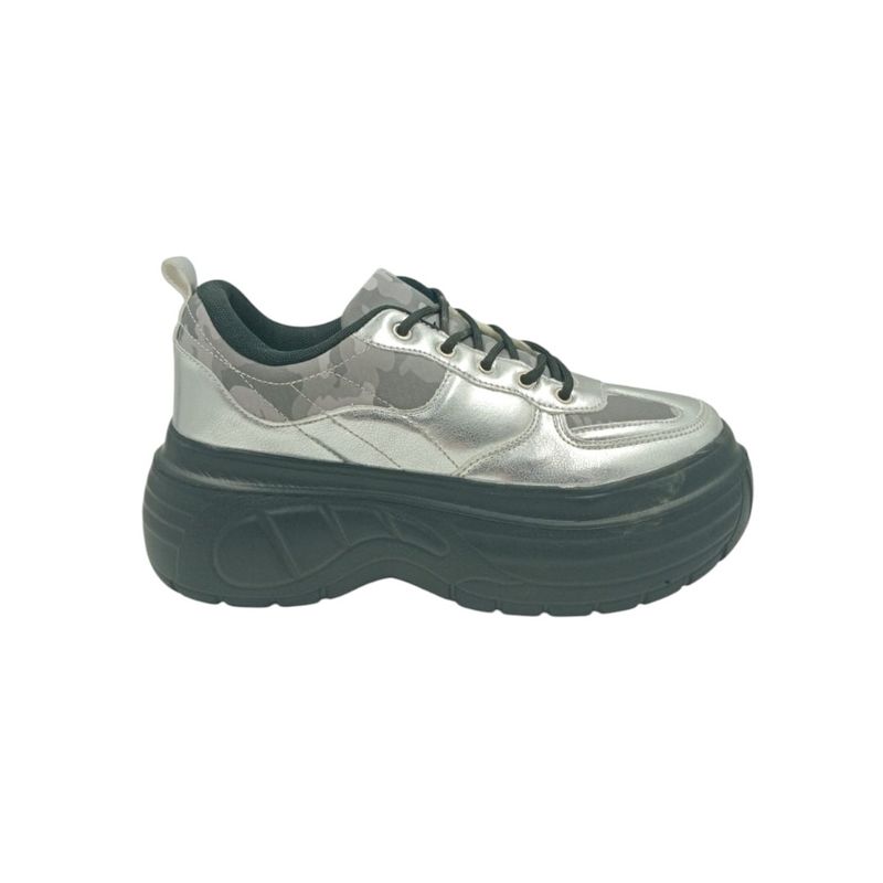 PAND G - Zapatilla Plateada Plataforma Mujer