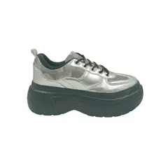 PAND G - Zapatilla Plateada Plataforma Mujer
