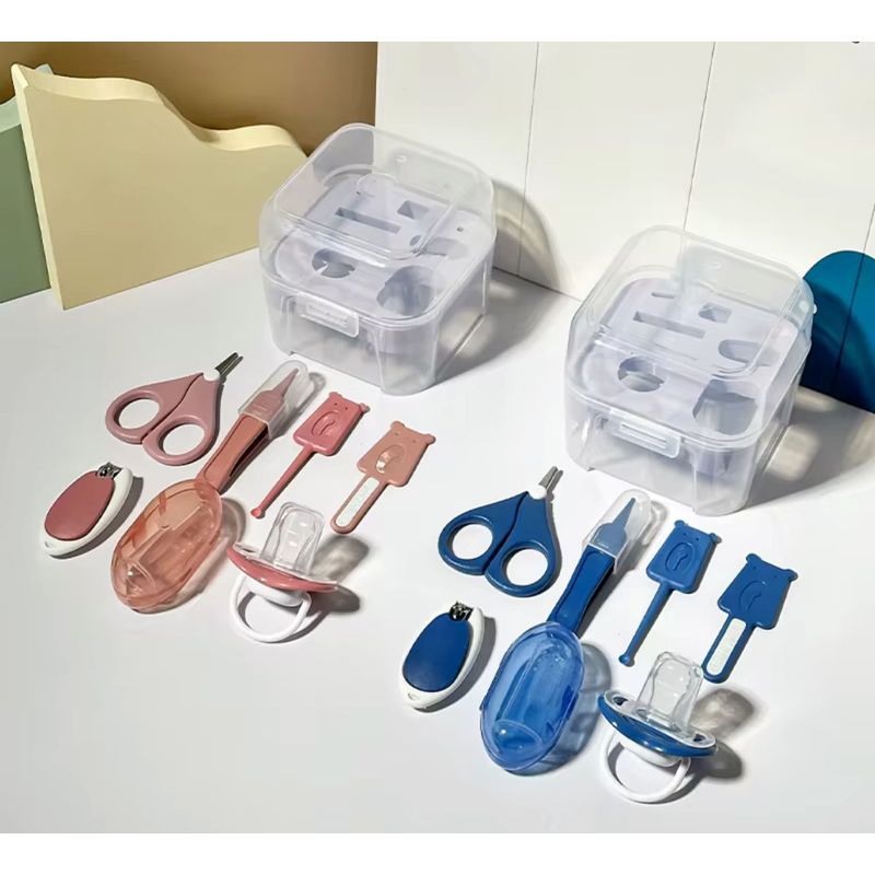 GENERICO - Set De Higiene Y Cuidados Del Bebe Con Cajita Plastica 7 Pcs
