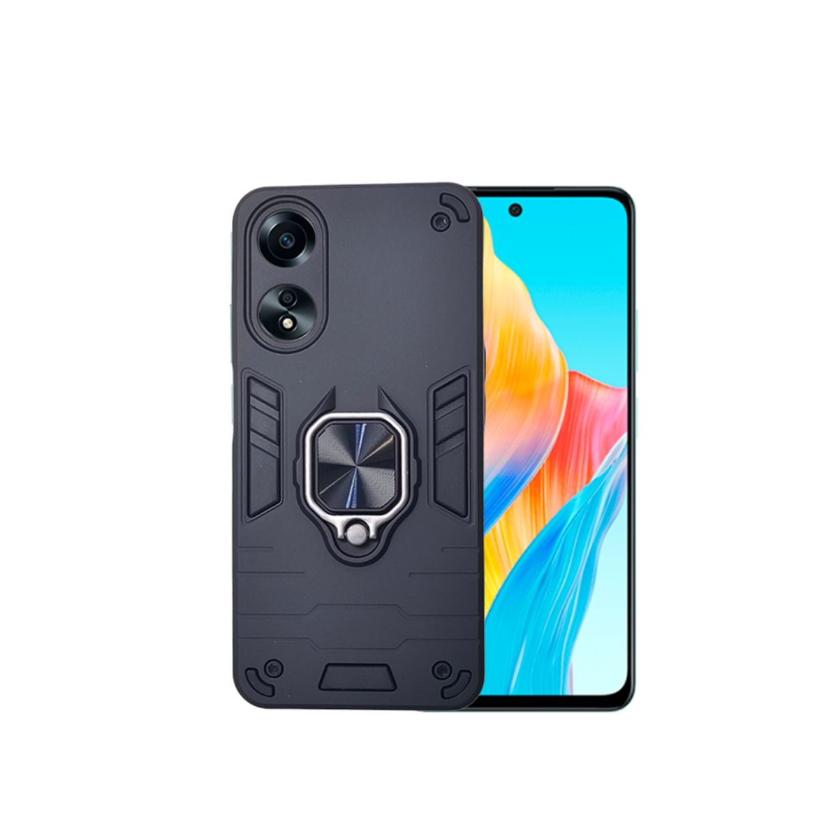 GENERICO - CARCASA ANILLO ANTIGOLPE PARA CELULAR OPPO A78 COLOR NEGRO