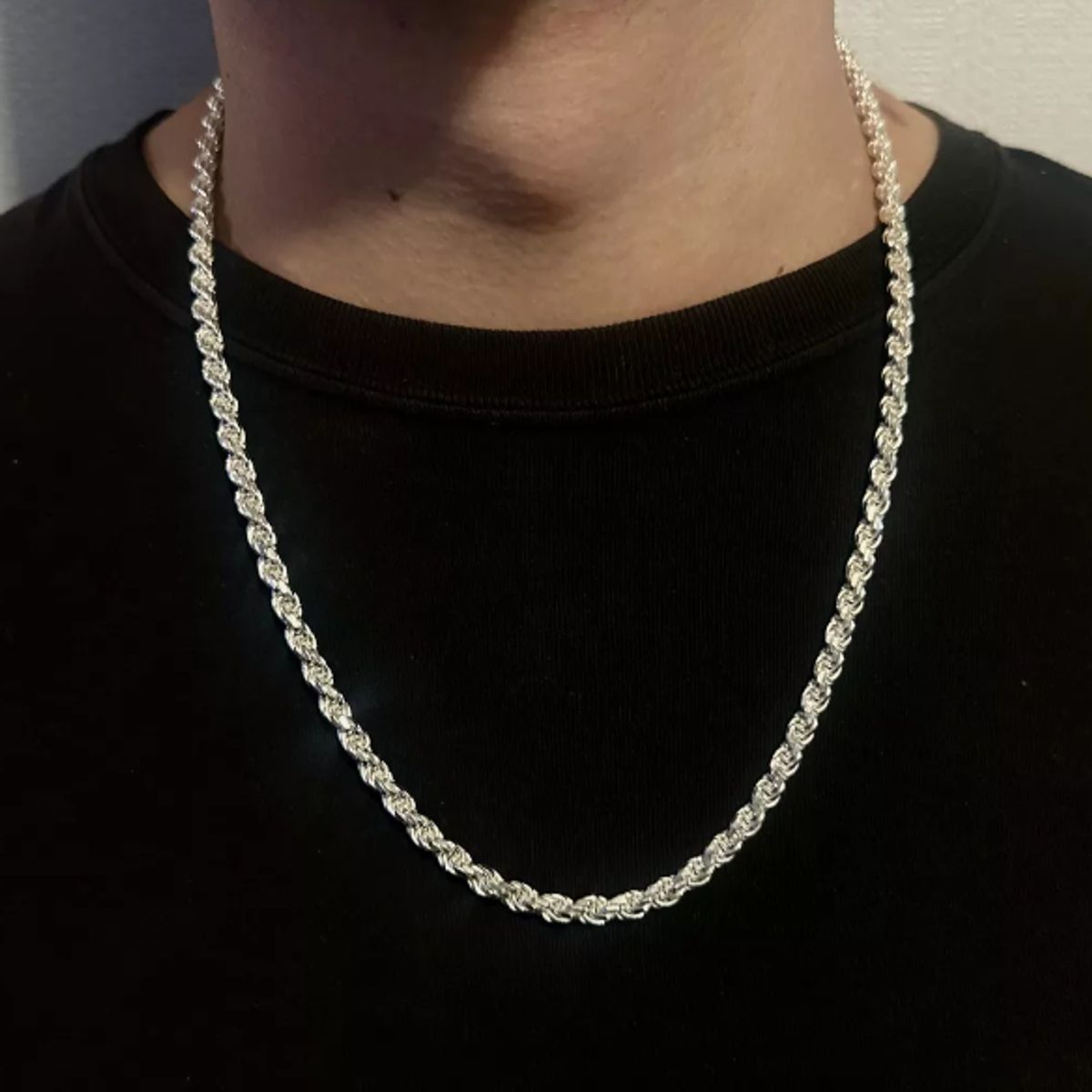 GENERICO - Cadena Turbillon Plata Fina Maciza 60cm Collar Hombre Regalo