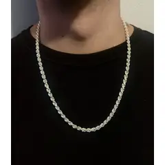 GENERICO - Cadena Turbillon Plata Fina Maciza 60cm Collar Hombre Regalo