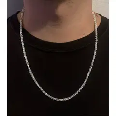 GENERICO - Cadena Hombre Plata Fina Espiga Inflada Regalo Masculino