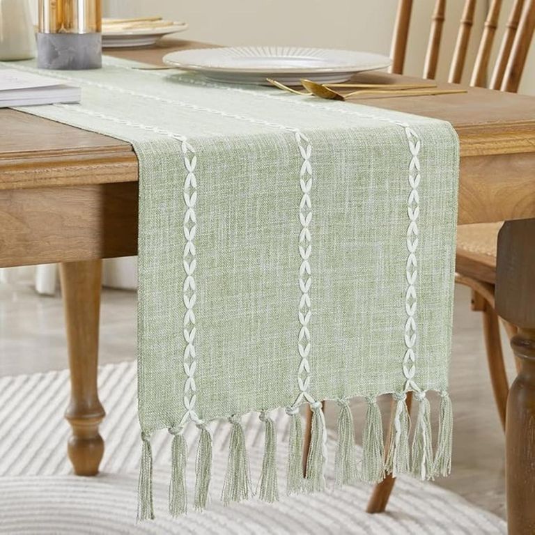 Caminos De Mesa 183x33 Cm Lino Y Algodon Mantel Tejido Crochet