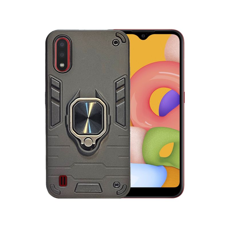 GENERICO - CARCASA ANILLO ANTIGOLPE PARA CELULAR SAMSUNG A01 COLOR NEGRO