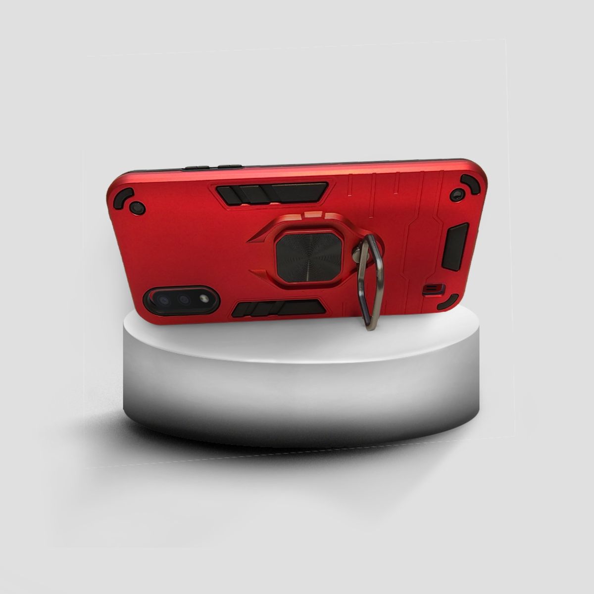 GENERICO - CARCASA ANILLO ANTIGOLPE PARA CELULAR SAMSUNG A01 COLOR ROJO
