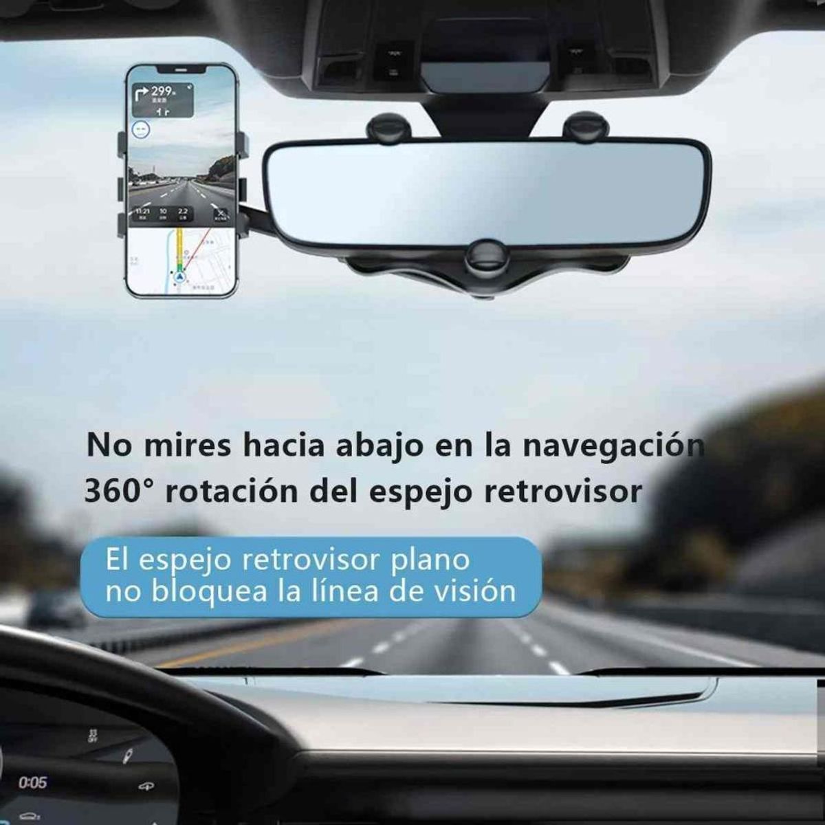 GENERICO - Soporte Celular Auto Porta Espejo Retrovisor Girar 360 Grado