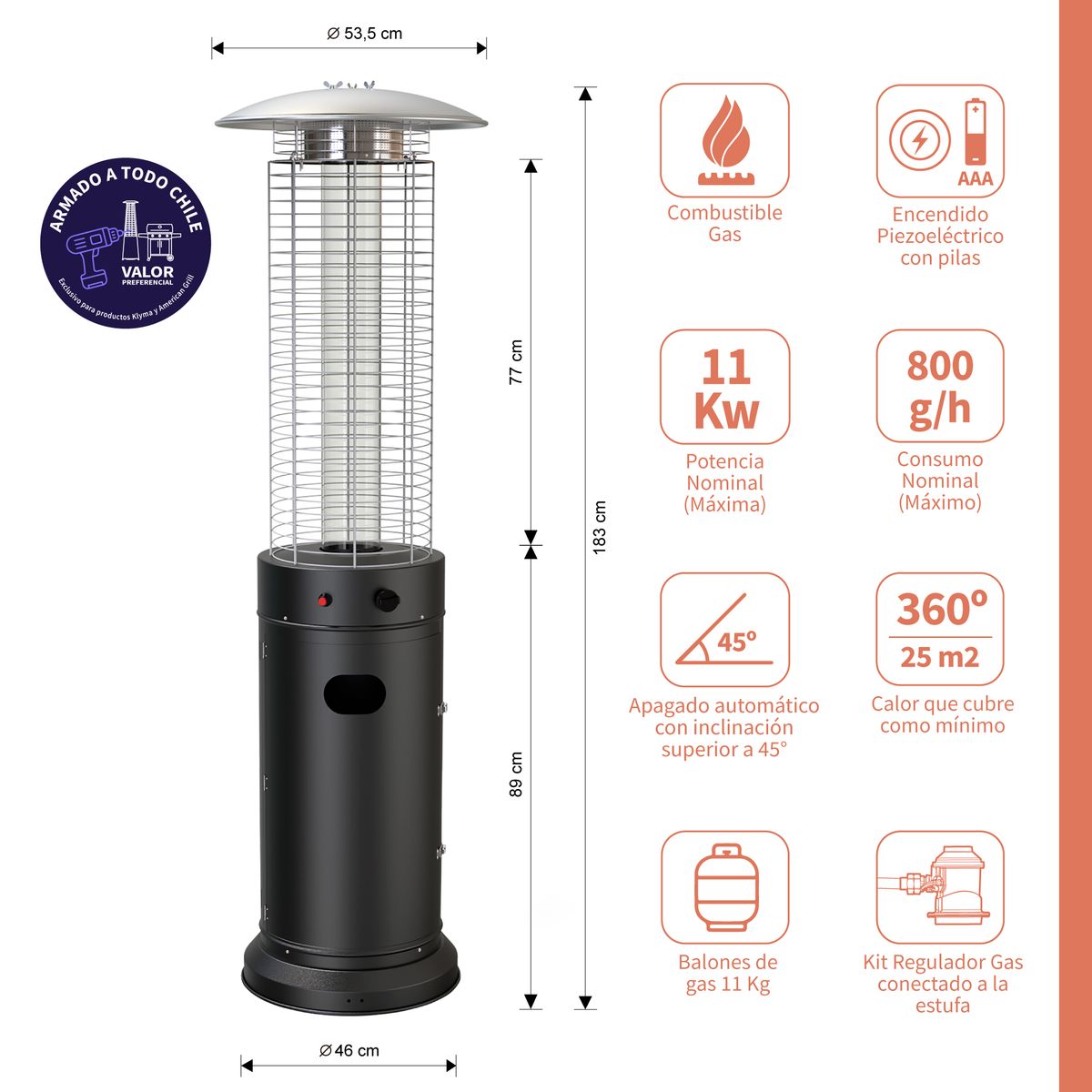 KLYMA - Estufa a Gas Exterior TUB Black