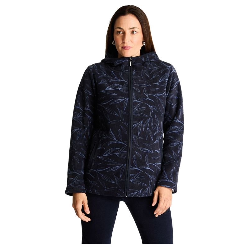 CURVI - Polerón Polar Estampado, Con Detalles En Suede Azul