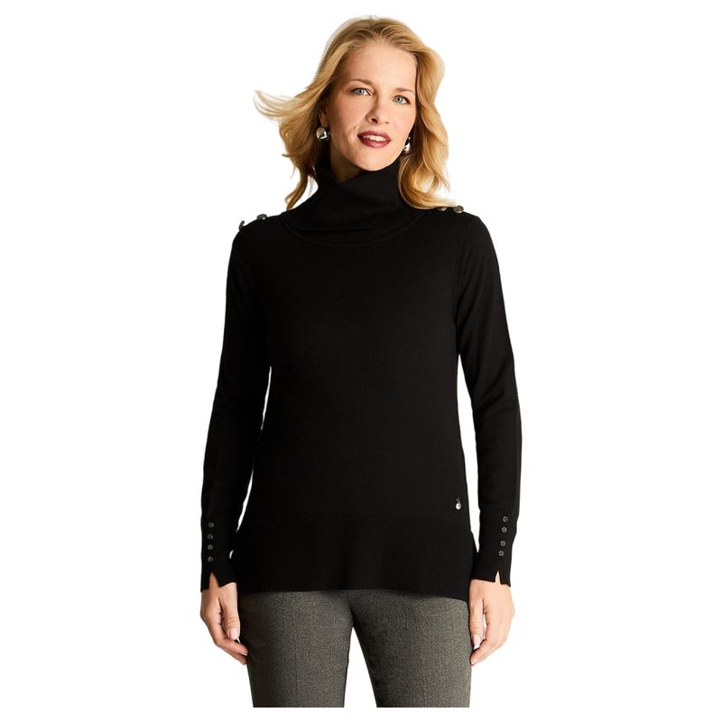 LORENZO DI PONTTI - Sweater Manga Larga Cuello Alto Con Tachas Negro