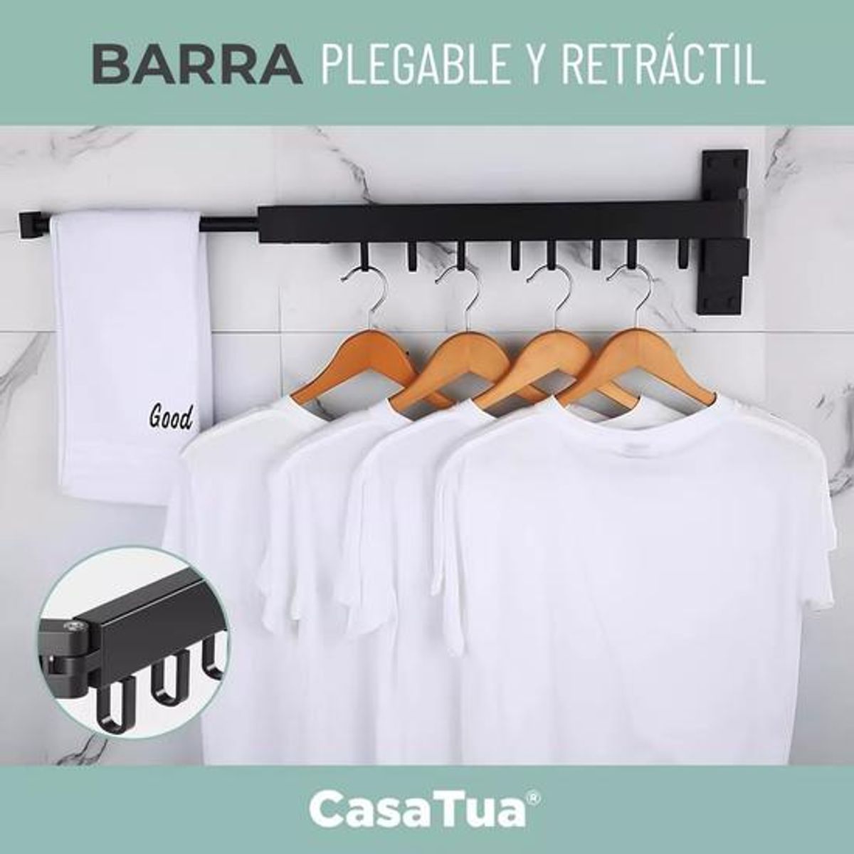 GENERICO - Tendedero plegable colgador ropa tamaño ajustable Casatua negro