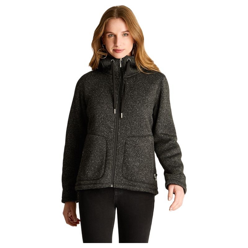 CURVI - Polerón Jersey Melange Bondeado Coral Fleece Negro