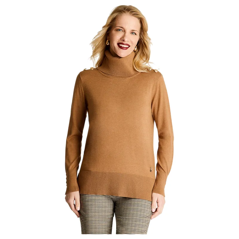 LORENZO DI PONTTI - Sweater Manga Larga Cuello Alto Con Tachas Camel