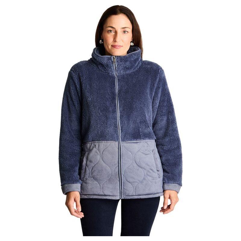 CURVI - Polerón Coral Fleece Con Detalles En Quilted Indigo