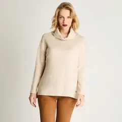 CURVI - Tejido Manga Larga Cuello Bote Beige