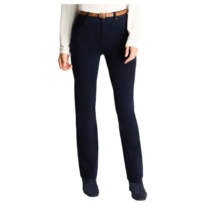 CURVI - Pantalón De Cotele 5 Bolsillos Con Cinturón Azul