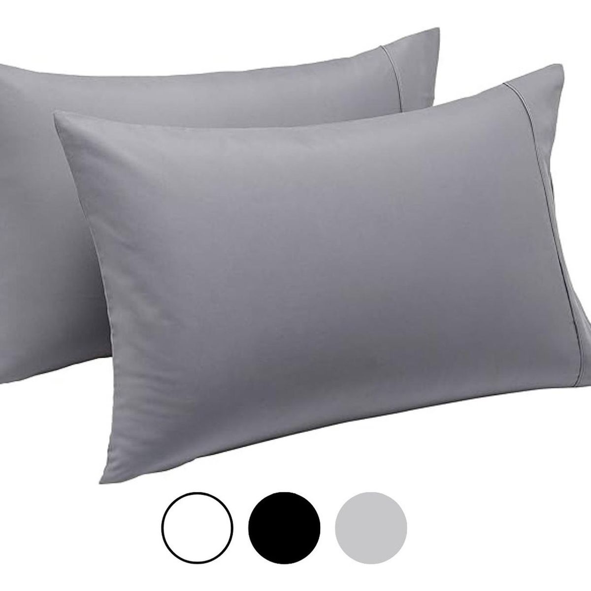 AZ AURAZEUS - Set 2 Fundas De Almohada 50 x 90 Gris Suave Hilos Aura Zeus
