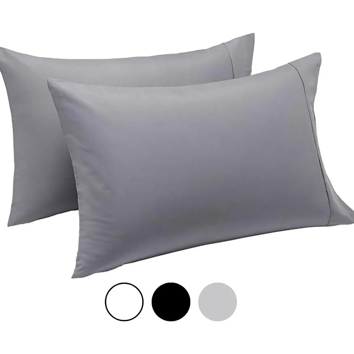 AZ AURAZEUS - Set 2 Fundas De Almohada 50 x 90 Gris Suave Hilos Aura Zeus