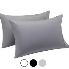 AZ AURAZEUS - Set 2 Fundas De Almohada 50 x 90 Gris Suave Hilos Aura Zeus