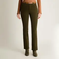 CURVI - Pantalón De Cotele 5 Bolsillos Con Cinturón Verde