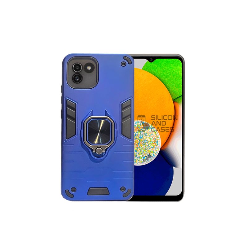 GENERICO - CARCASA ANILLO ANTIGOLPE PARA CELULAR SAMSUNG A03 COLOR AZUL