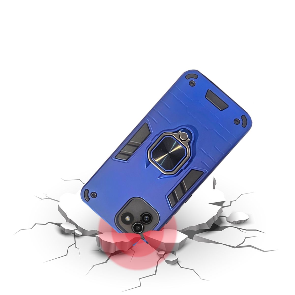 GENERICO - CARCASA ANILLO ANTIGOLPE PARA CELULAR SAMSUNG A03 COLOR AZUL