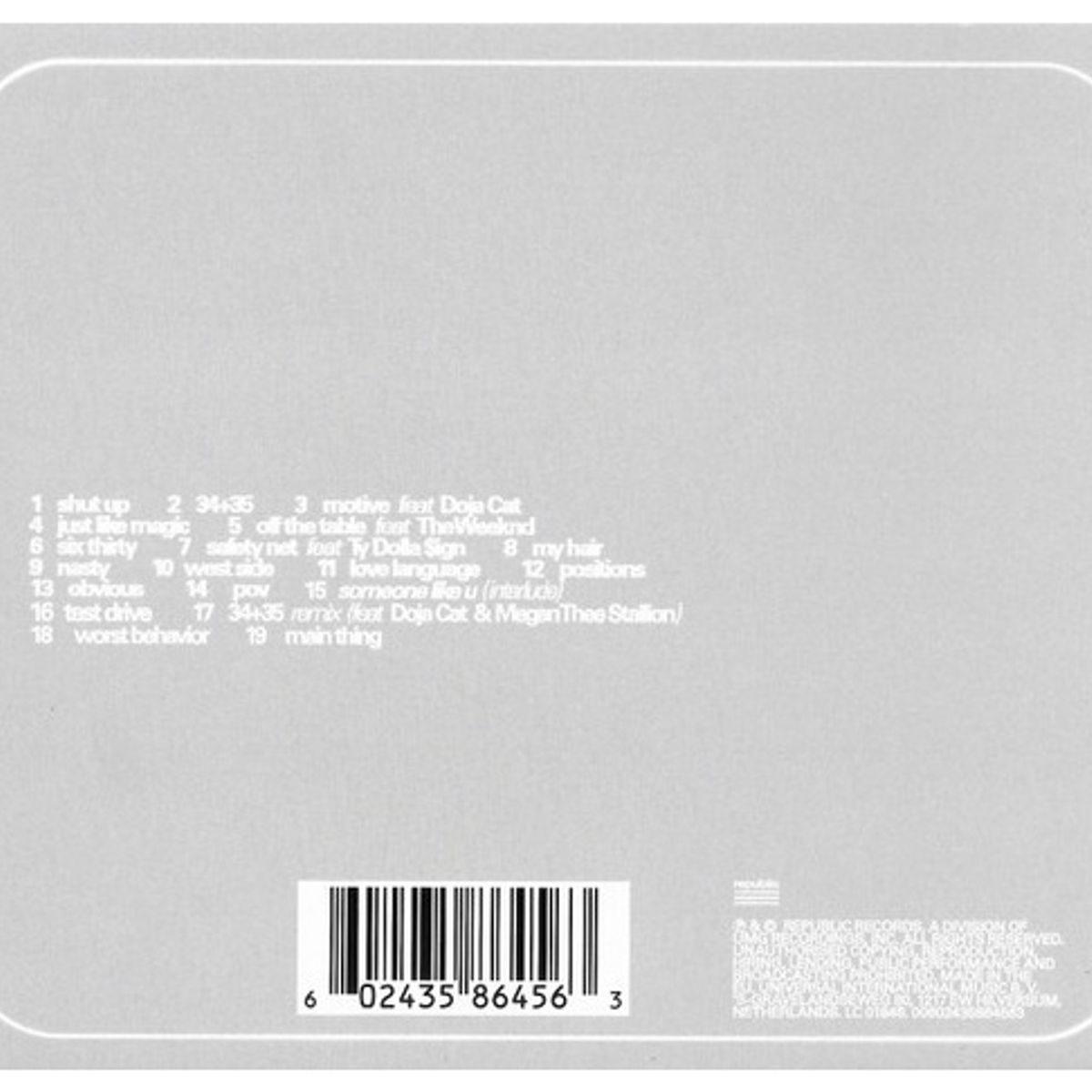 HITWAY MUSIC - ARIANA GRANDE - POSITIONS - CD