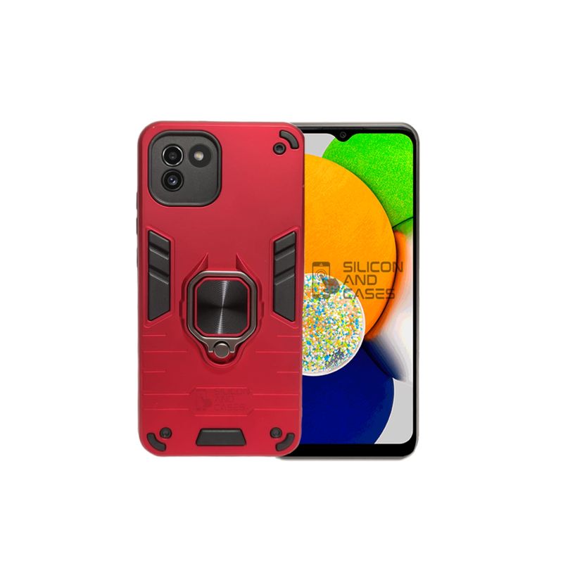 GENERICO - CARCASA ANILLO ANTIGOLPE PARA CELULAR SAMSUNG A03 COLOR ROJO