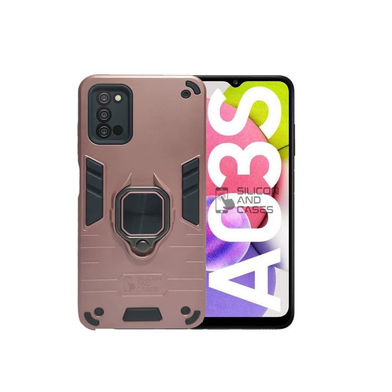 GENERICO - CARCASA ANILLO ANTIGOLPE PARA CELULAR SAMSUNG A03S COLOR COBRE